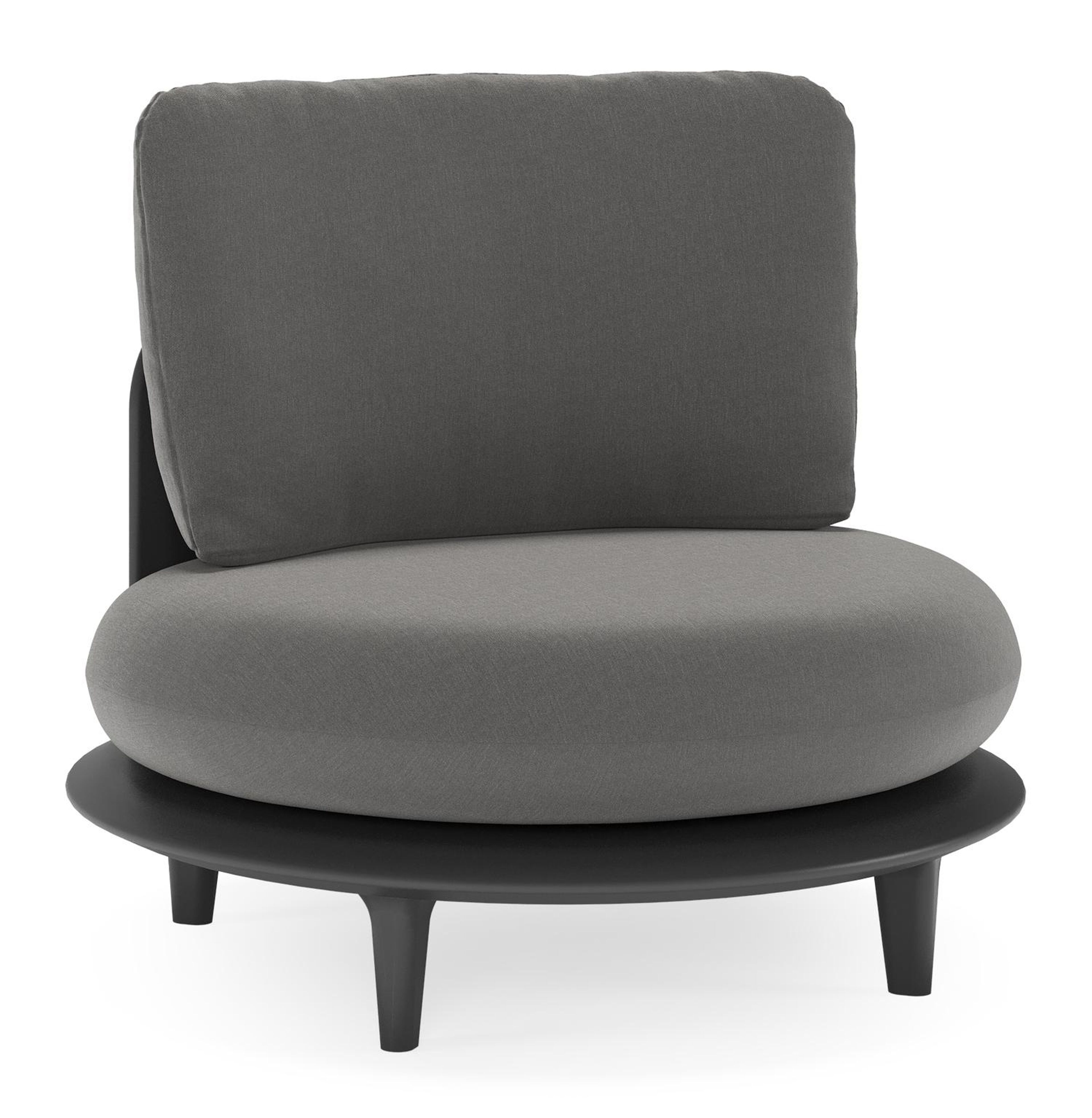 Fauteuil de jardin Bomero en aluminium noir et coussins en all weather sunbrella® luxe natte charcoal chine