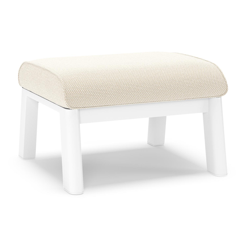 Cirello poef in wit aluminium met althea off white all weather cosytica kussen