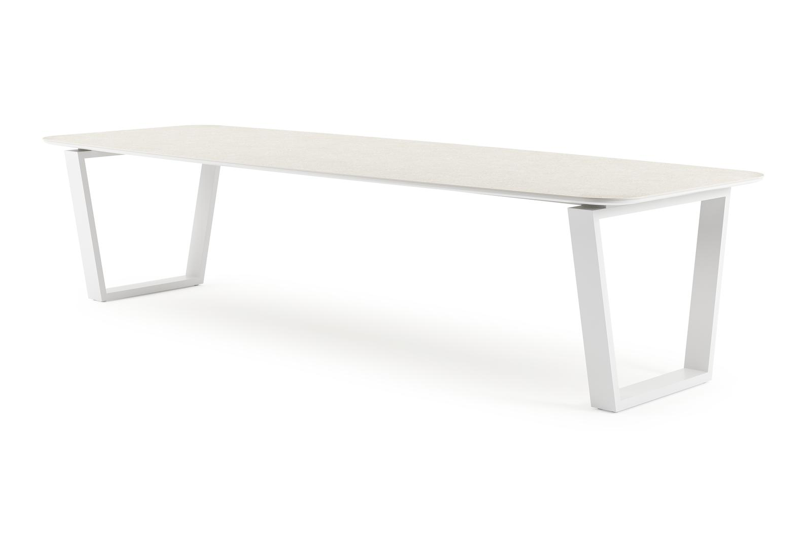 Pagino tuintafel in wit aluminium en volkeramiek shilin - L 315 x B 115 x H 74 cm