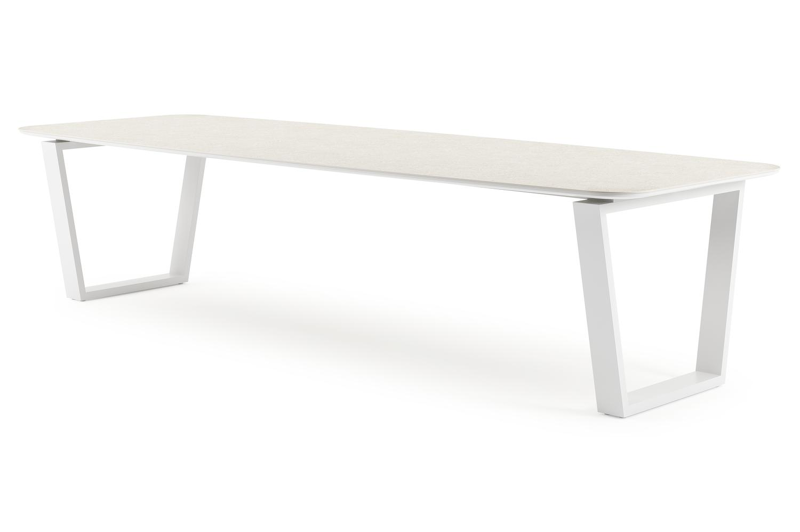 Pagino tuintafel in wit aluminium en volkeramiek shilin - L 315 x B 115 x H 74 cm