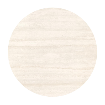 Table de jardin Fano ronde en aluminium noir et céramique pleine Travertino Bianco - Diam. 85 x Haut. 74 cm