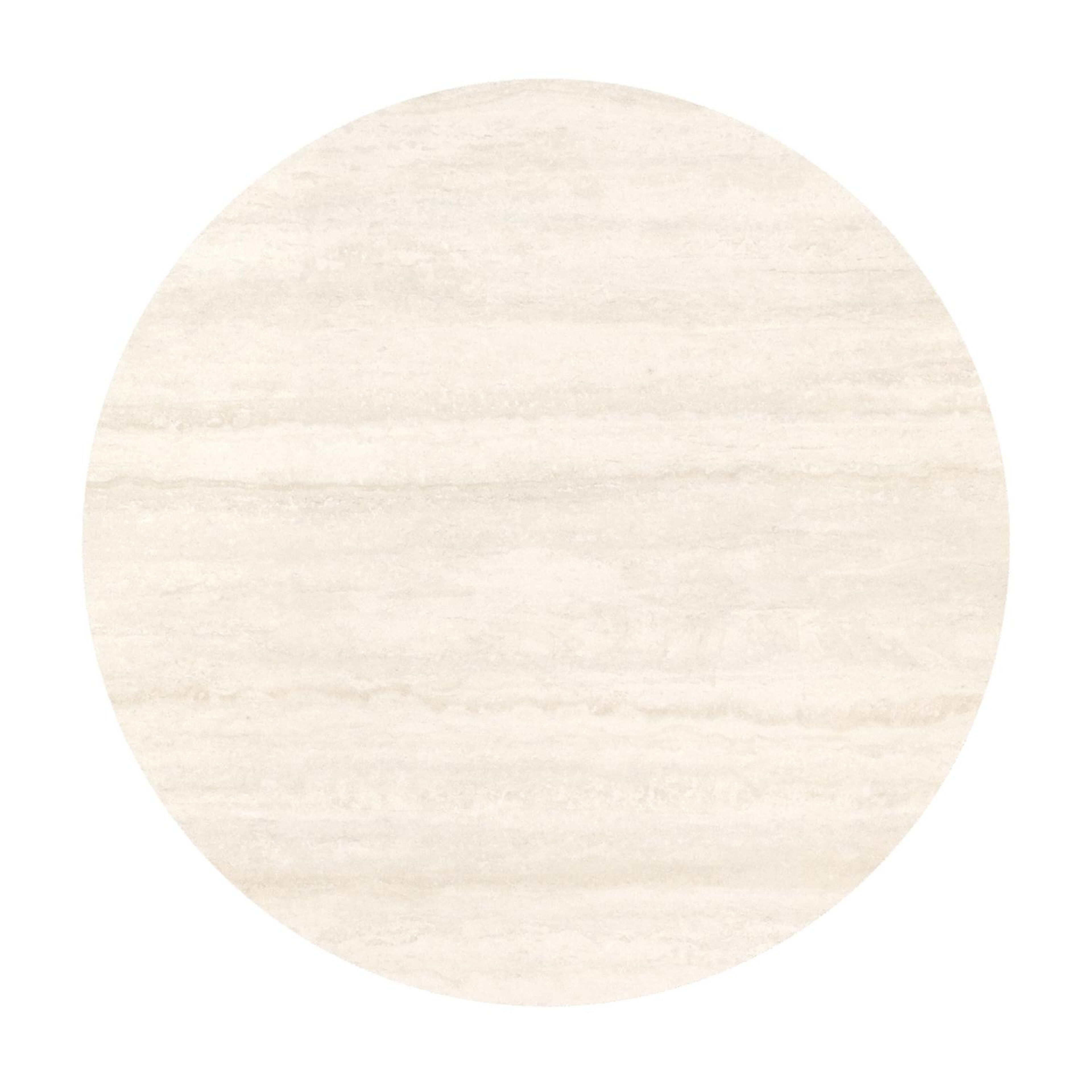 Table de jardin Fano ronde en aluminium noir et céramique pleine Travertino Bianco - Diam. 85 x Haut. 74 cm