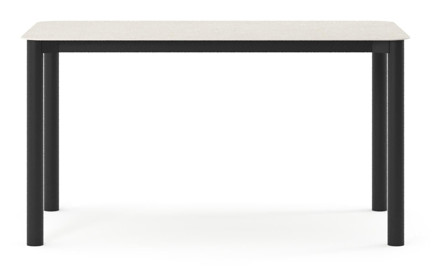 mi tsu Mosa tuintafel bootvorm in zwart aluminium en sintered stone Crema