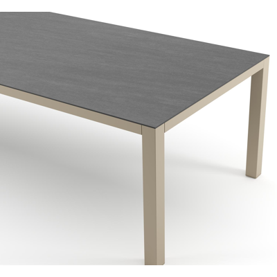 Como tuintafel rechthoekig in beige aluminium en volkeramiek Basalt Black - L 280 x B 110 x H 73 cm
