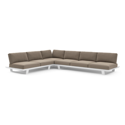 Pagino loungehoek in wit aluminium met natte heather grey all weather sunbrella® luxe kussen