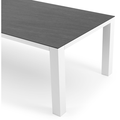 Nano tuintafel rechthoekig in wit aluminium en volkeramiek Basalt Black - L 280 x B 110 x H 75 cm