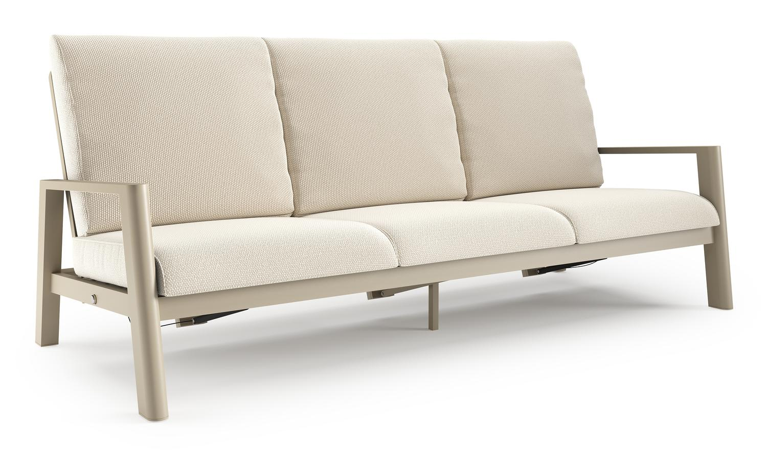 Cirello loungebank in beige aluminium met althea off white all weather cosytica kussen