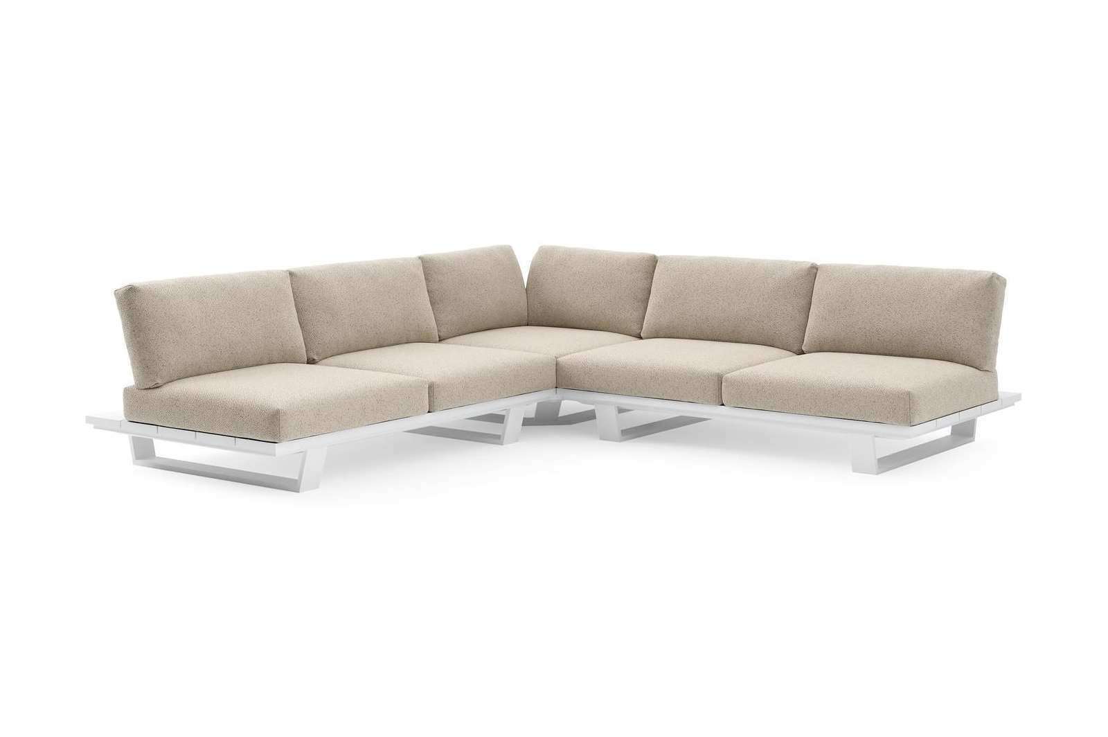 Pagino loungehoek in wit aluminium met bora desert all weather cosytica kussen