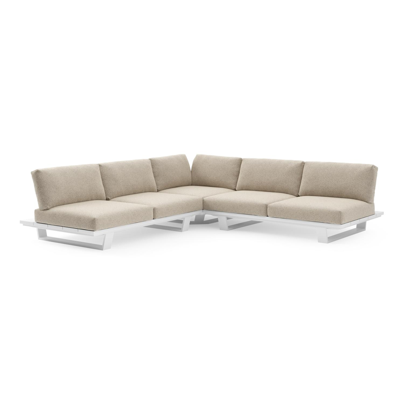 Pagino loungehoek in wit aluminium met bora desert all weather cosytica kussen