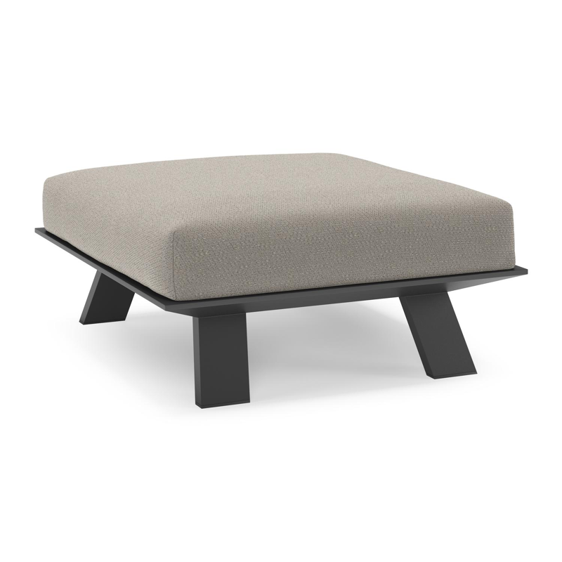 Cesano poef in zwart aluminium met lopi silver all weather Sunbrella® luxe kussen