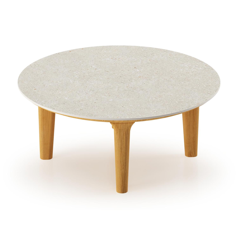 Bomero loungetafel in teak en volkeramiek Shilin - Dia. 65 cm