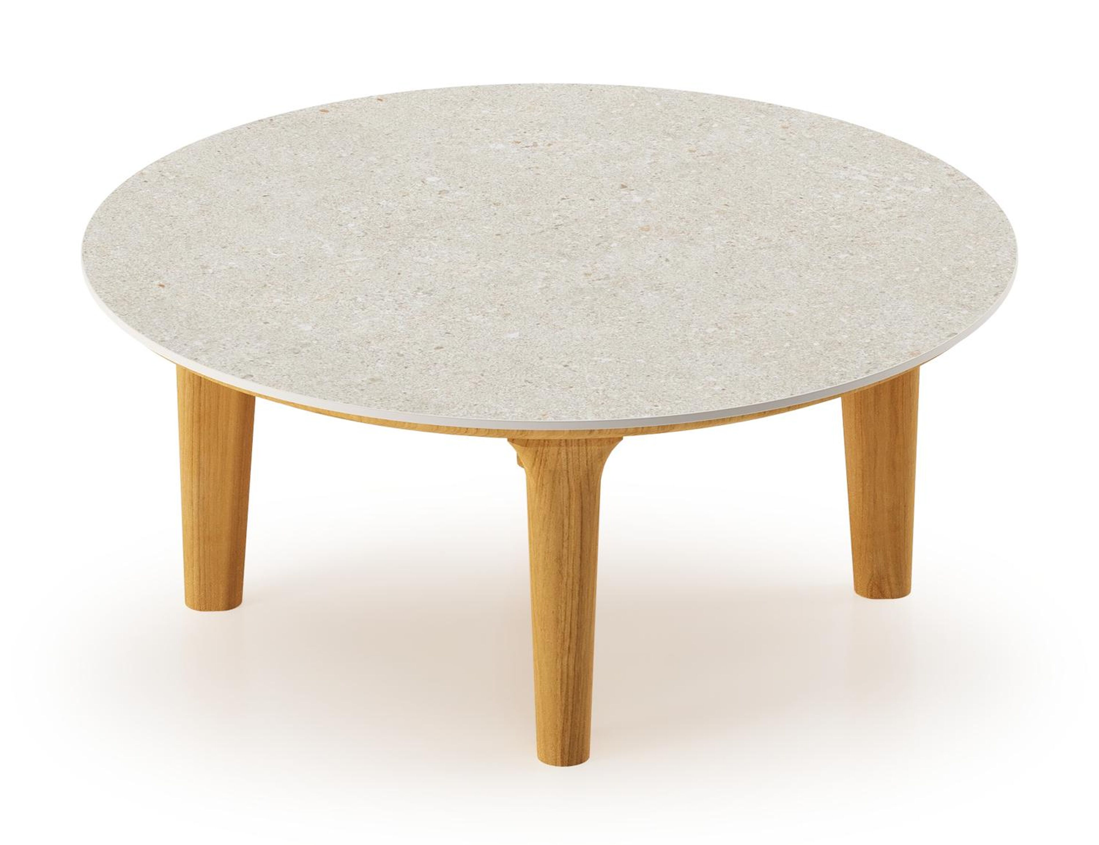 Bomero loungetafel in teak en volkeramiek Shilin - Dia. 65 cm