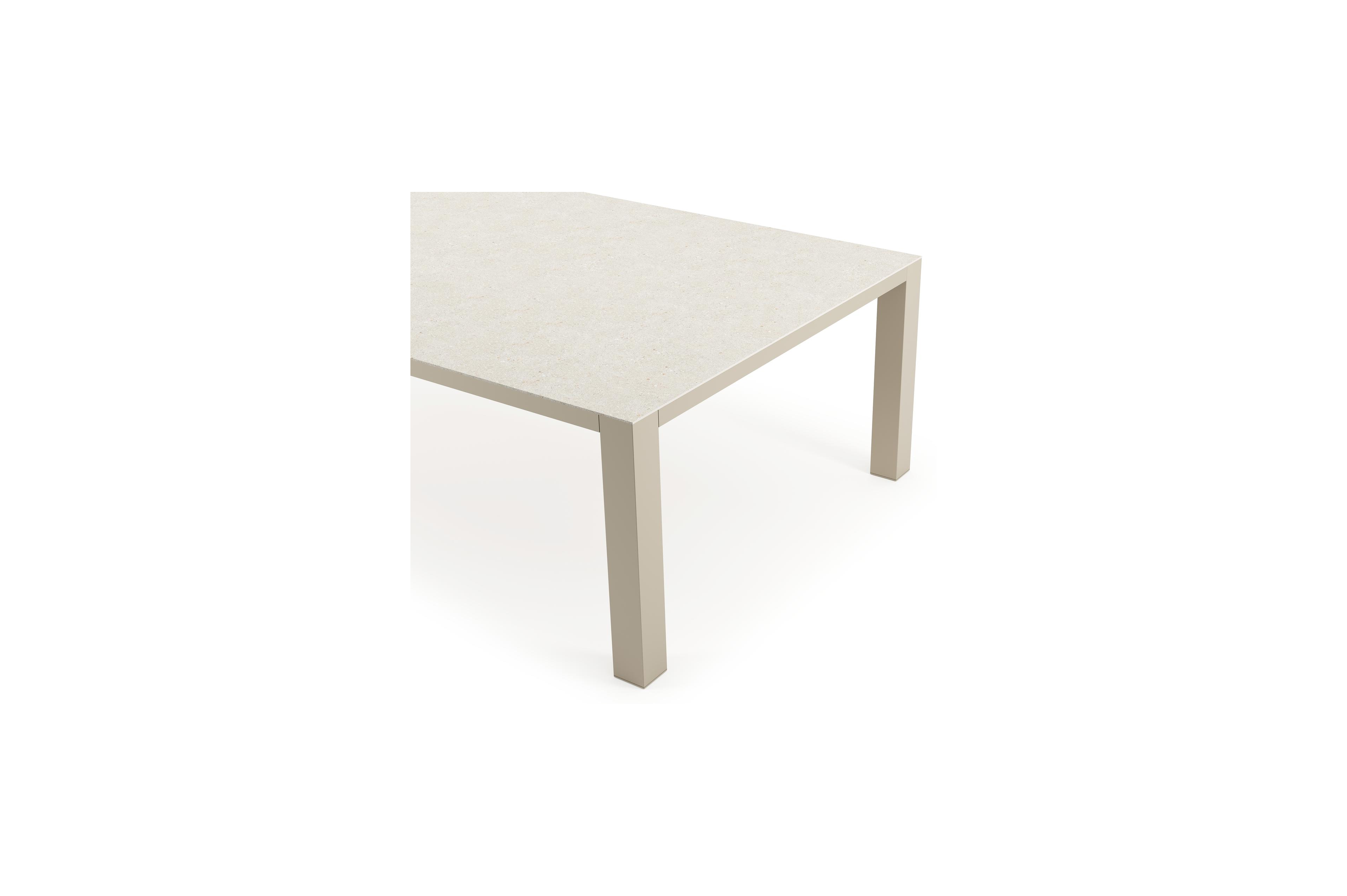 Nano XL tuintafel rechthoekig in beige aluminium en volkeramiek Shilin L 240 x B 148 x H 75 cm