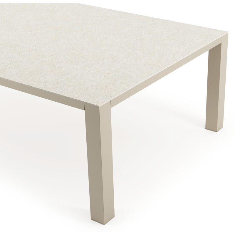 Table de jardin Nano XL rectangulaire en aluminium beige et céramique Shilin Lg. 240 x Lrg. 148 x Haut. 75 cm