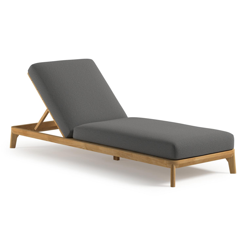 Orso verstelbaar ligbed in teak met heritage slate all weather Sunbrella® luxe kussen