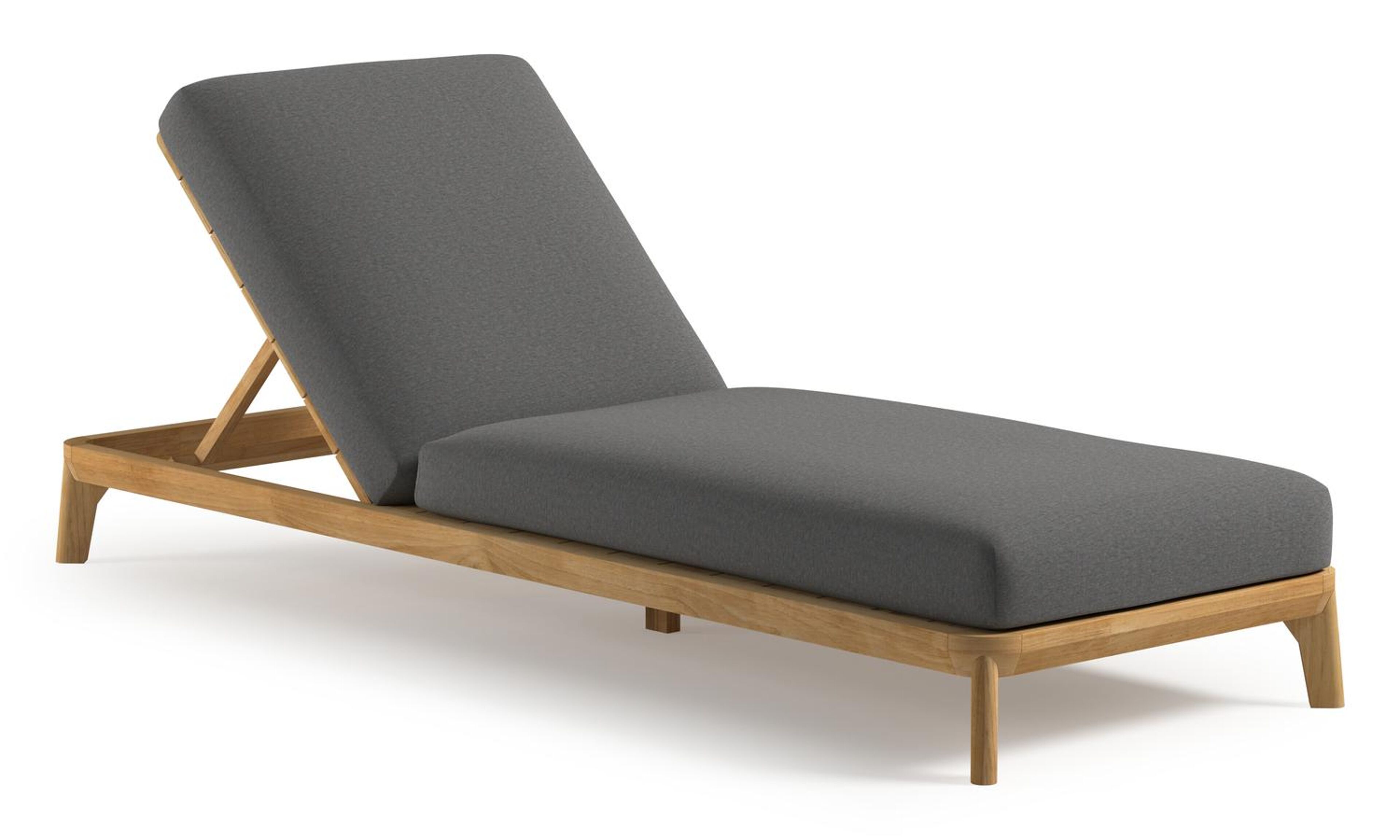 Orso verstelbaar ligbed in teak met heritage slate all weather Sunbrella® luxe kussen
