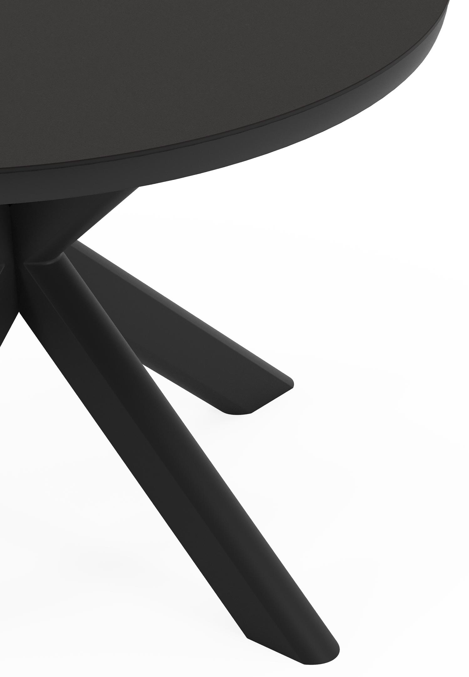 Pamplona ensemble de jardin ronde en aluminium noir en sintered stone notte minerale avec 4 chaises de jardin Calobra