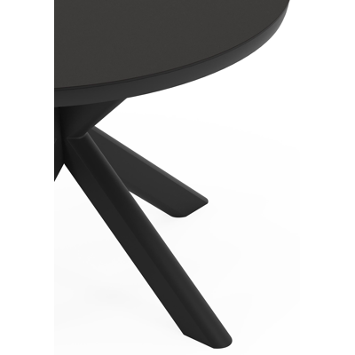 Pamplona ronde tuinset in zwart aluminium en sintered stone notte minerale met 4 Madura tuinstoelen