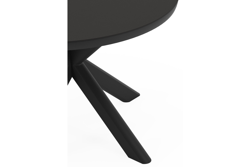 Pamplona ronde tuinset in zwart aluminium en sintered stone notte minerale met 4 Zamora tuinstoelen