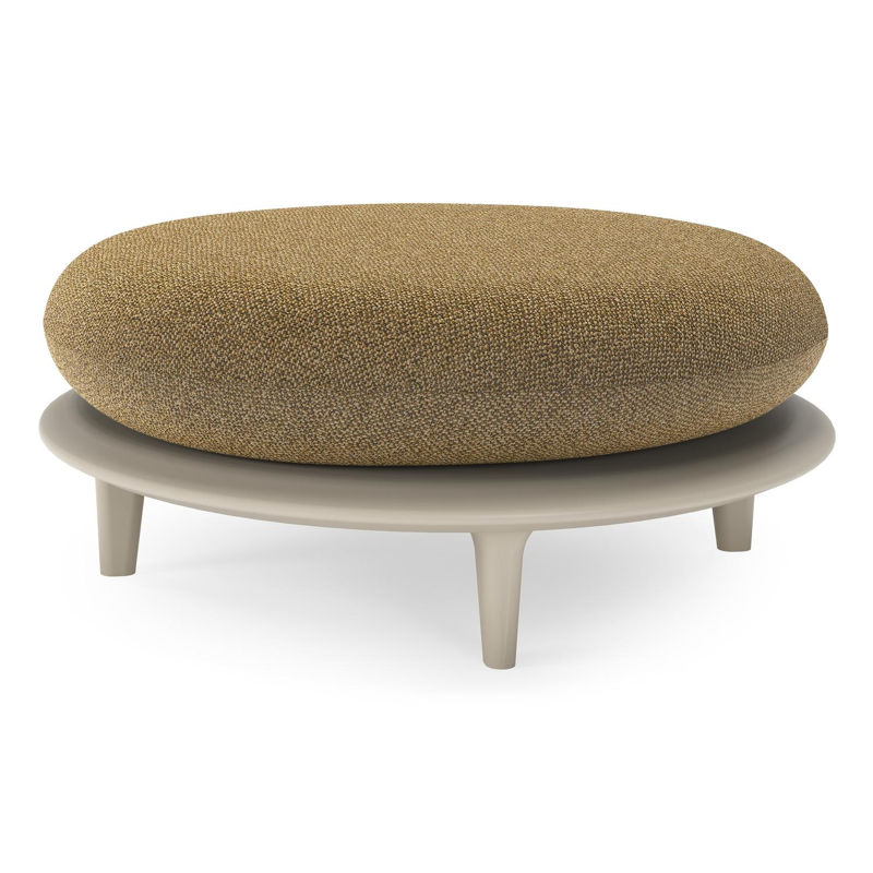 Bomero poef in beige aluminium met madagascar walnut all weather cosytica kussen