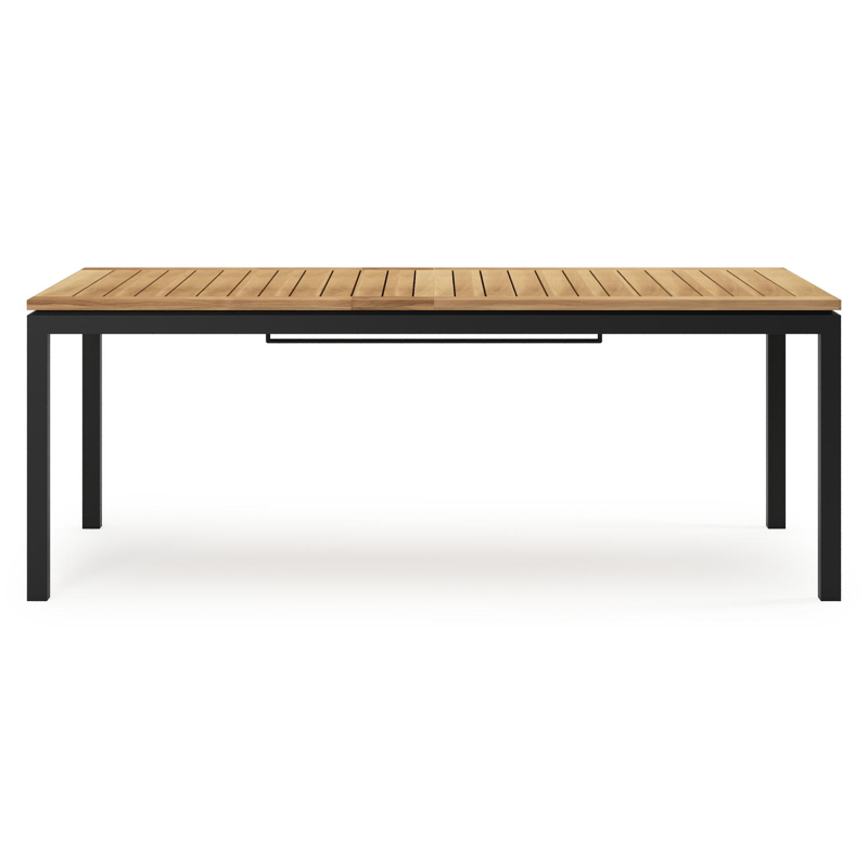 Amalfi tuinset met verlengbare tafel in zwart aluminium en teak tafelblad met 8 stapelbare Zamora tuinstoelen