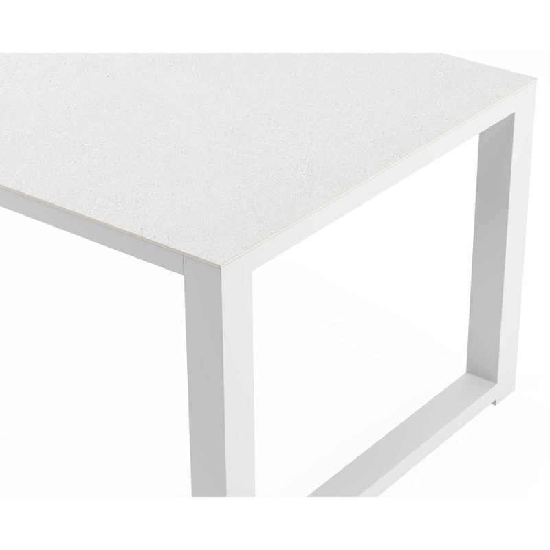 Livo tuintafel rechthoekig in wit aluminium en sintered stone Topo minerale - L 270 x B 100 x H 73 cm
