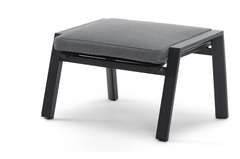 Prato loungeset in zwart aluminium met grijs weather+ textilene kussens