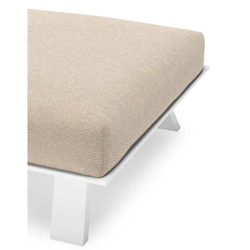 Cesano poef in wit aluminium met althea chalk all weather Cosytica kussen