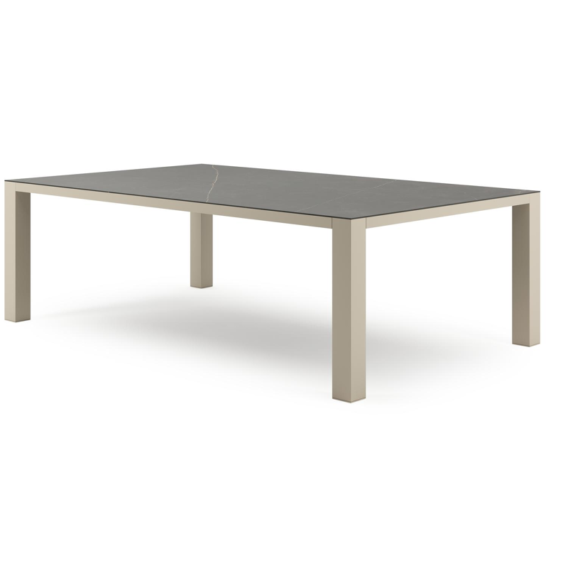 Nano XL tuintafel rechthoekig in beige aluminium en volkeramiek Calatorao - L 240 x B 148 x H 75 cm
