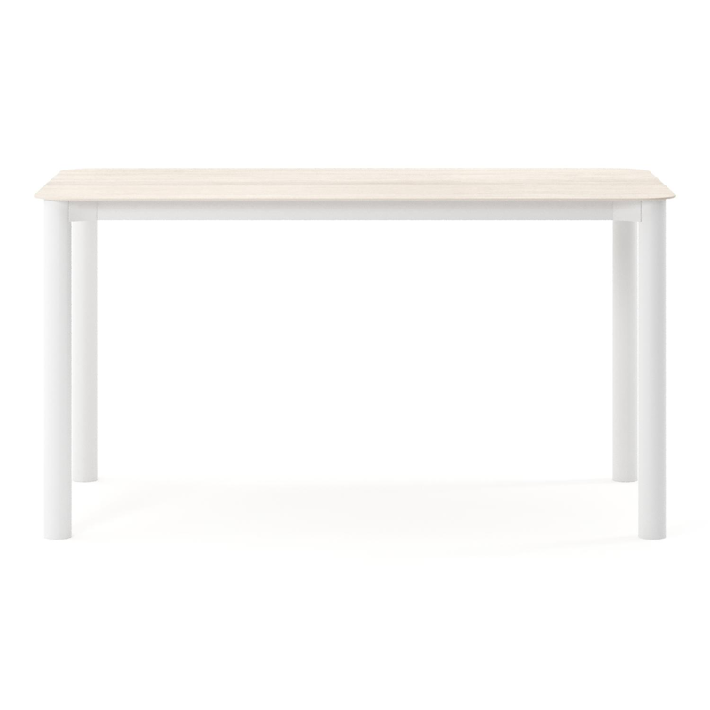 Orso tuintafel rechthoekig afgerond in wit aluminium en volkeramiek Travertino Bianco - L 140 x B 80 x H 75 cm