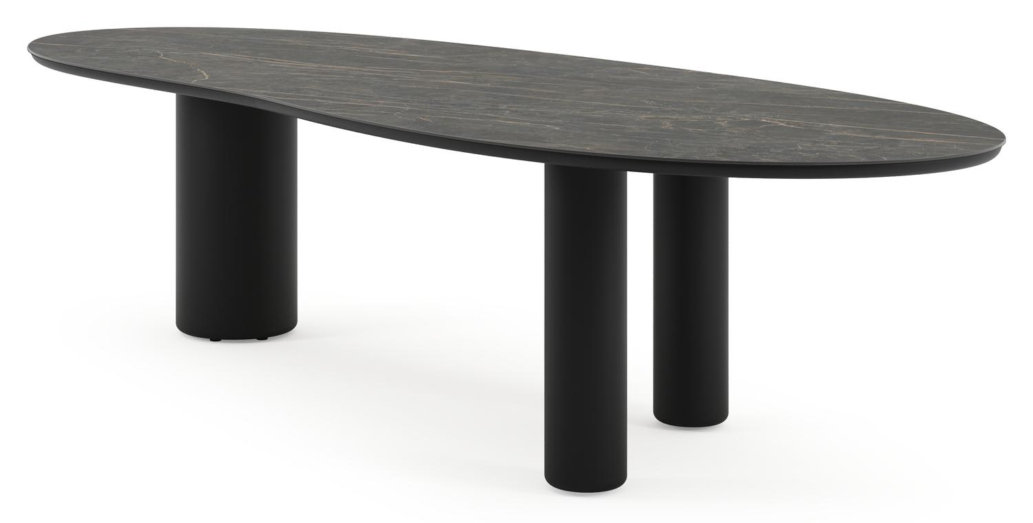 Amico tuintafel organisch in zwart aluminium en volkeramiek Black Obsession - L 320 x B 120 x H 73.5 cm