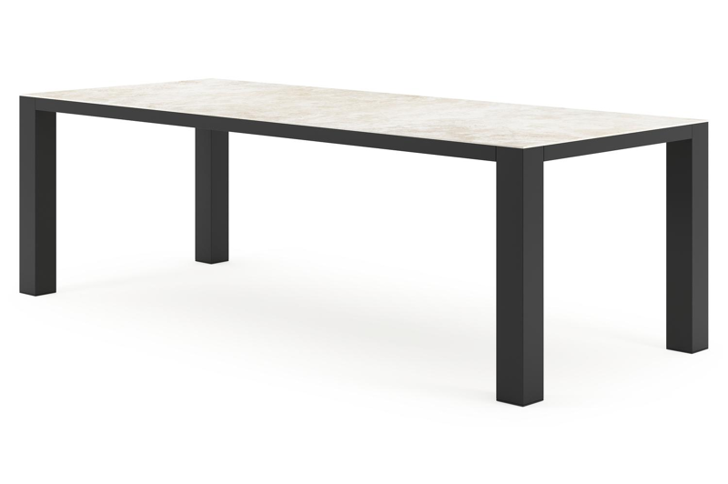 Nano tuintafel rechthoekig in zwart aluminium en volkeramiek Rapolano L 240 x B 100 cm