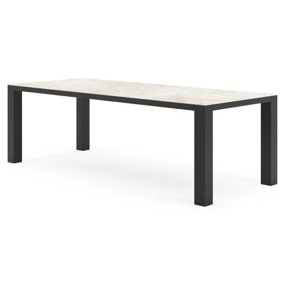Nano tuintafel rechthoekig in zwart aluminium en volkeramiek Rapolano L 240 x B 100 cm