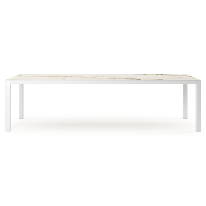 Como tuintafel rechthoekig in wit aluminium en volkeramiek colorado dunes - L 280 x B 110 x H 75 cm