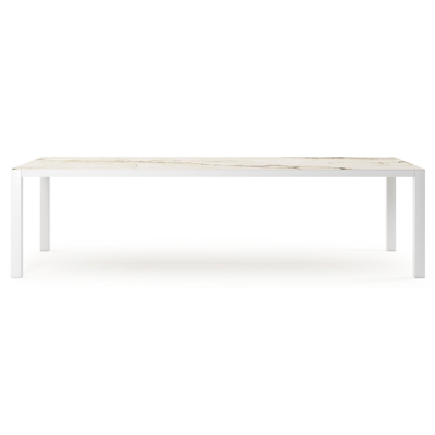 Como tuintafel rechthoekig in wit aluminium en volkeramiek colorado dunes - L 280 x B 110 x H 75 cm