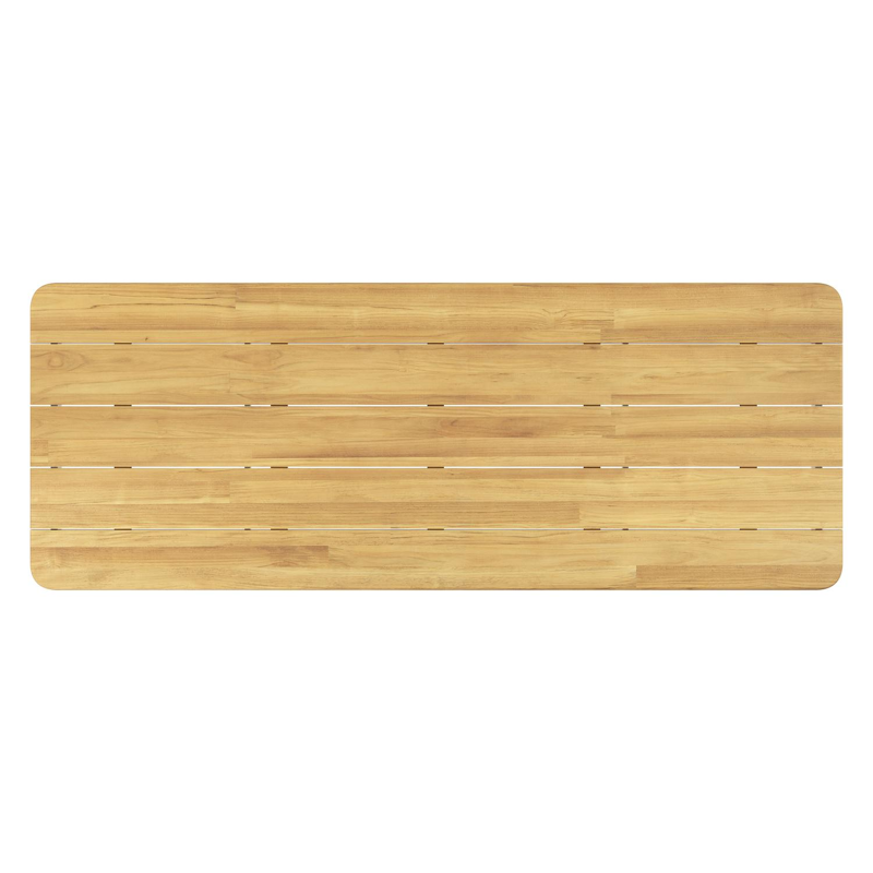 Orso tuintafel rechthoekig afgerond in wit aluminium en teak - L 290 x B 110 x H 73.5 cm