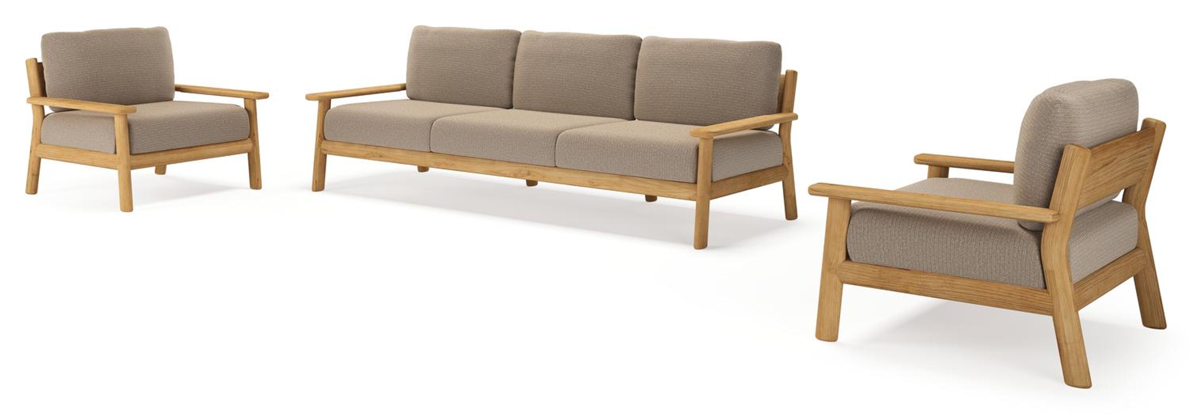 Amaro loungeset in teak met firenze earth all weather solica kussen