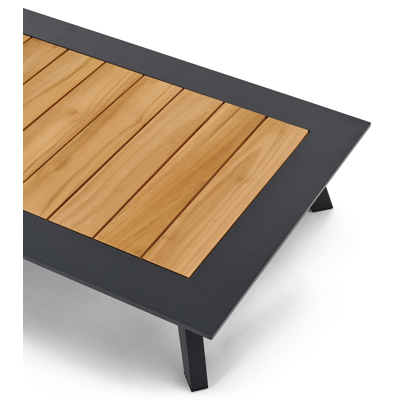 Puglia loungetafel in zwart aluminium en teak - L 144 x B 72 x H 22 cm
