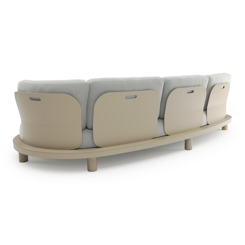 Canapé de jardin Donato en aluminium beige et coussins en all weather sunbrella® luxe savane nimbus