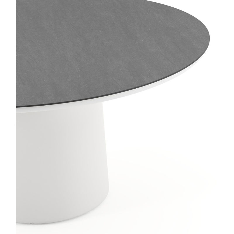 Amico tuintafel rond in wit aluminium en volkeramiek Basalt Black - Dia. 148 x H 73.5 cm
