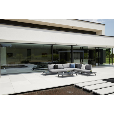 Puglia loungeset in zwart aluminium met grijs weather+ softtouch en loungetafel