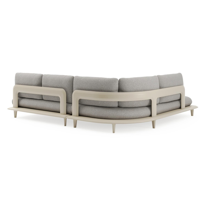 Bomero loungehoek in beige aluminium met tundra charcoal all weather sunbrella® luxe kussen