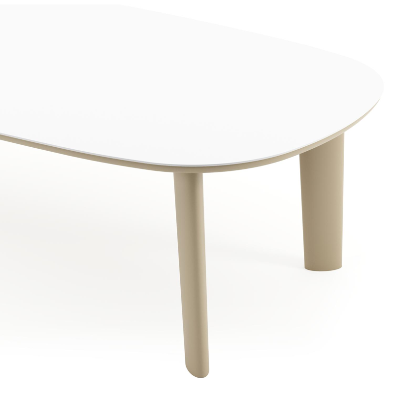 Amico tuintafel bombo in beige aluminium en volkeramiek Arctic White - L 270 x B 125 x H 73.5 cm