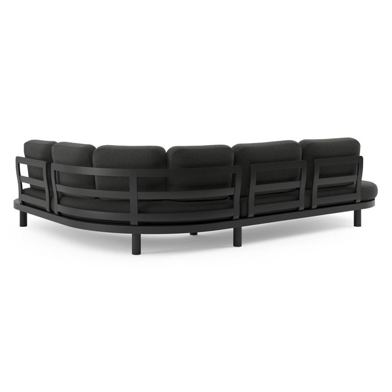 Salon de jardin d'angle Palma en aluminium noir et coussins en weather+ softtouch sky black