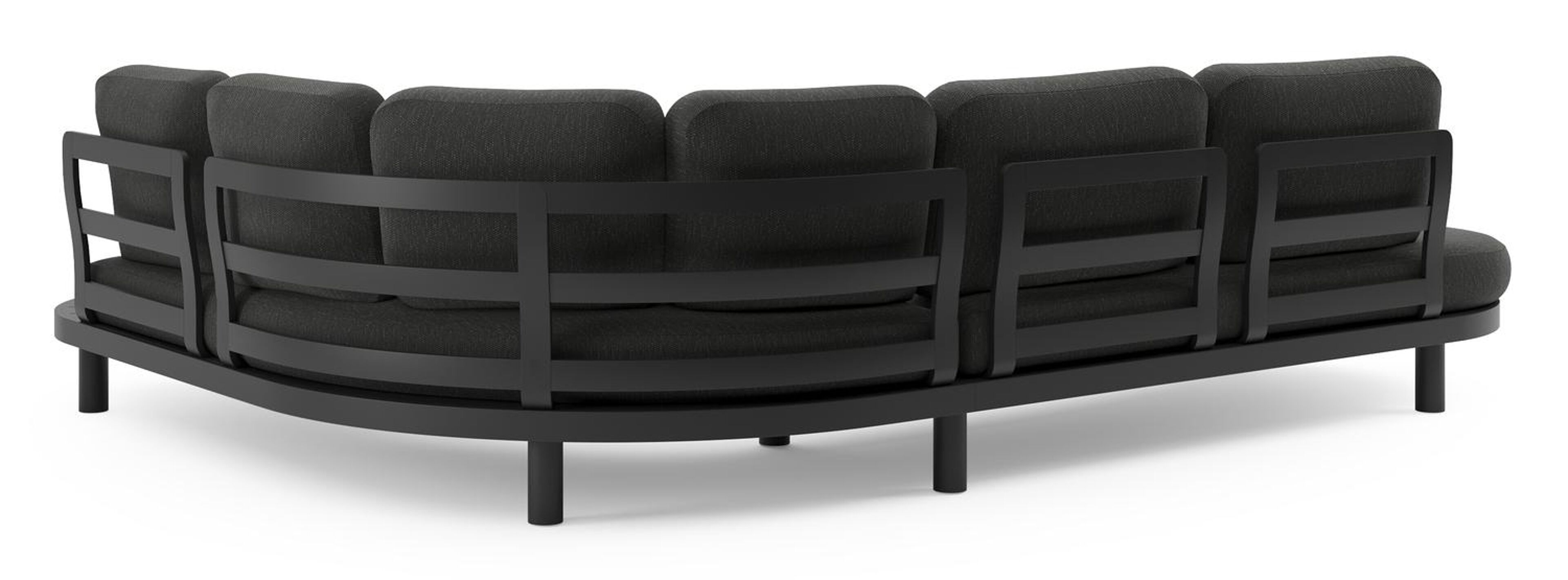 Salon de jardin d'angle Palma en aluminium noir et coussins en weather+ softtouch sky black