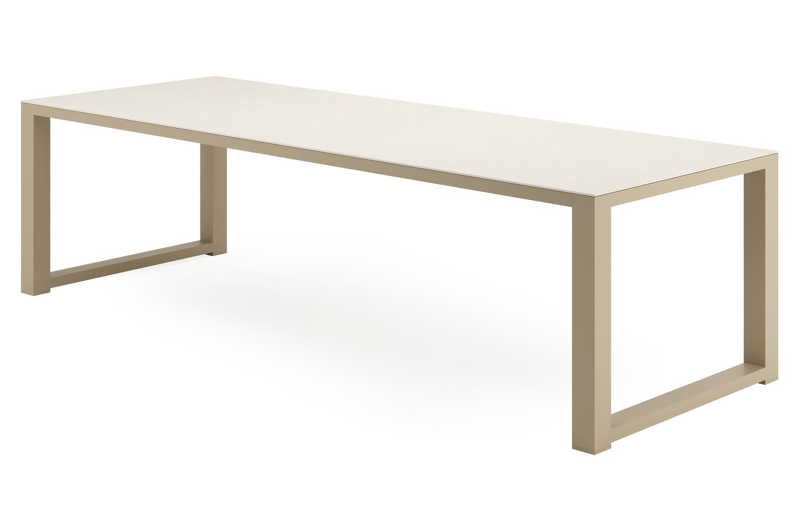 Livo tuintafel rechthoekig in beige aluminium en sintered stone Crema minerale - L 270 x B 100 x H 73.5 cm