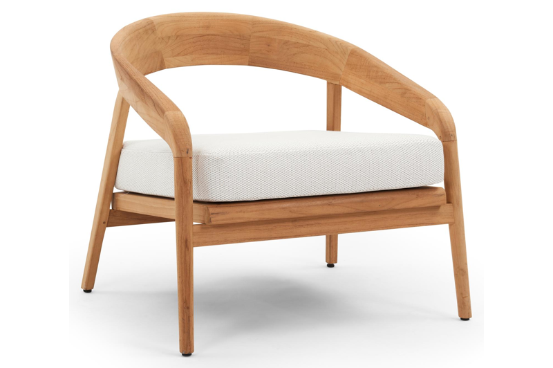 Lacrima loungestoel 1-zit in teak met lopi marble all weather sunbrella® luxe kussen