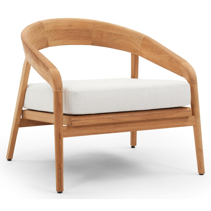 Lacrima loungestoel 1-zit in teak met lopi marble all weather sunbrella® luxe kussen