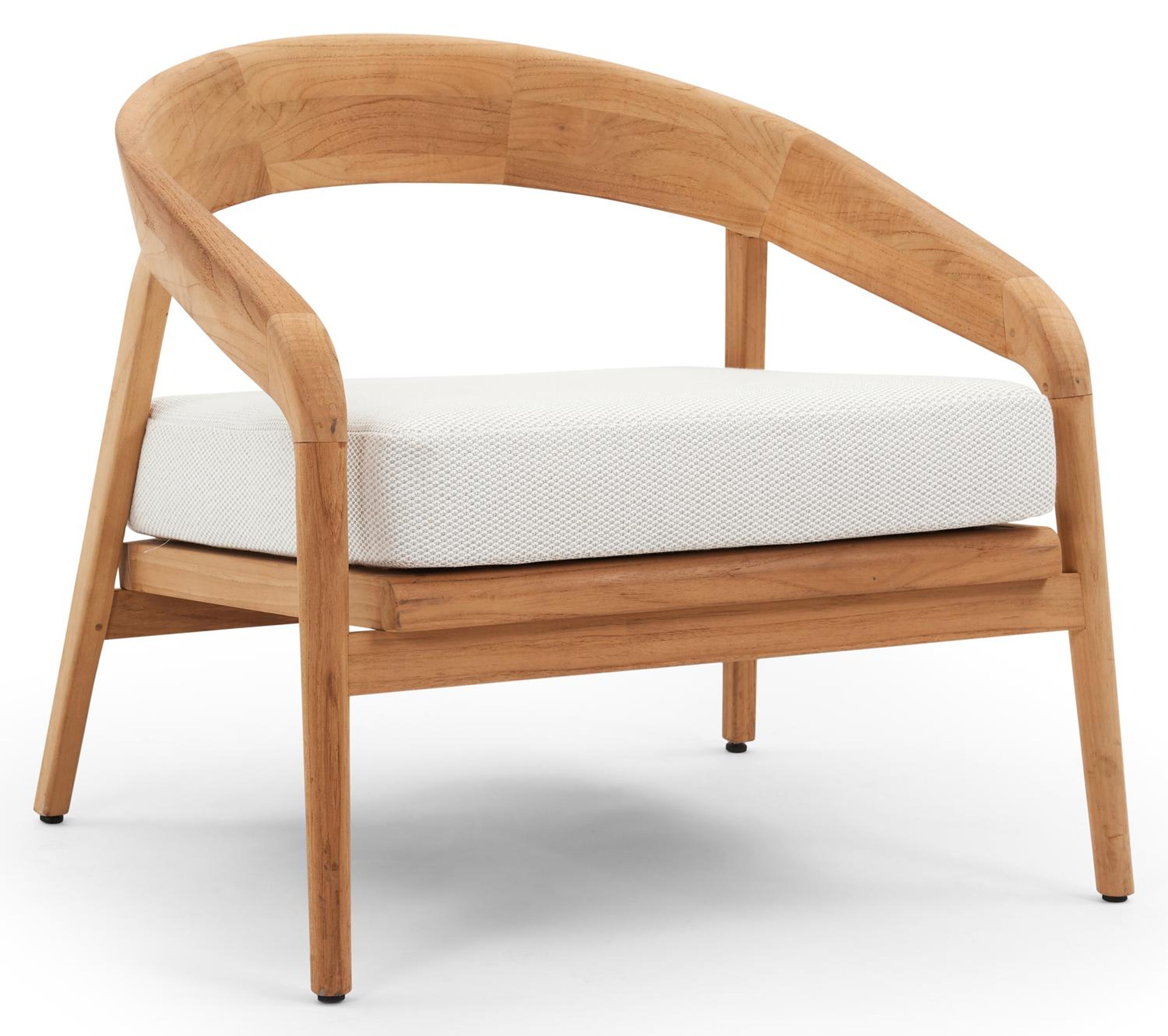 Fauteuil de jardin Lacrima en teck avec coussin en all weather sunbrella® luxe lopi marble