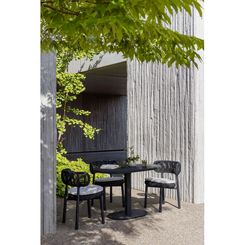 Teramo kantelbare tuintafel bombo in zwart aluminium - L 110 x B 70 x H 74 cm